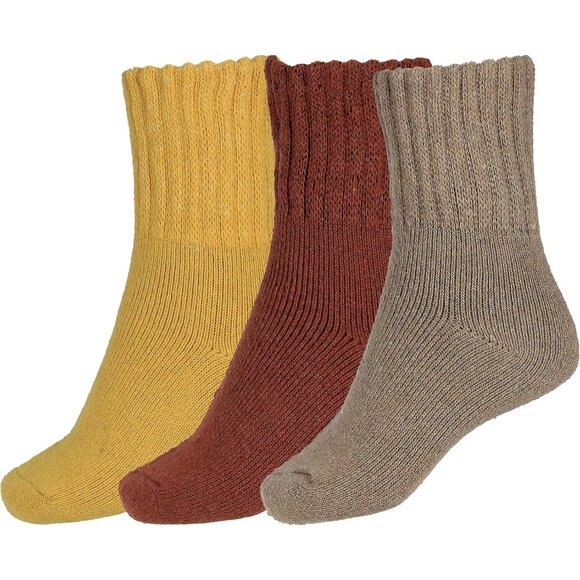 BenSorts Women 3 Packs Brown Yellow Red Winter Thick Warm Polyester Boots Socks - Picture 1 of 6
